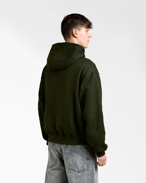box crop hoodie embroidery green