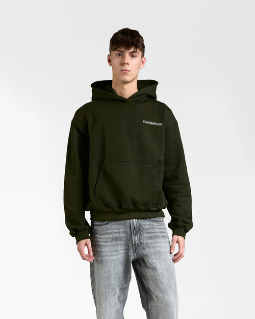 box crop hoodie embroidery green