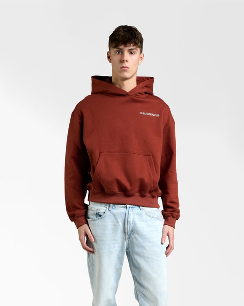 box crop hoodie embroidery brown